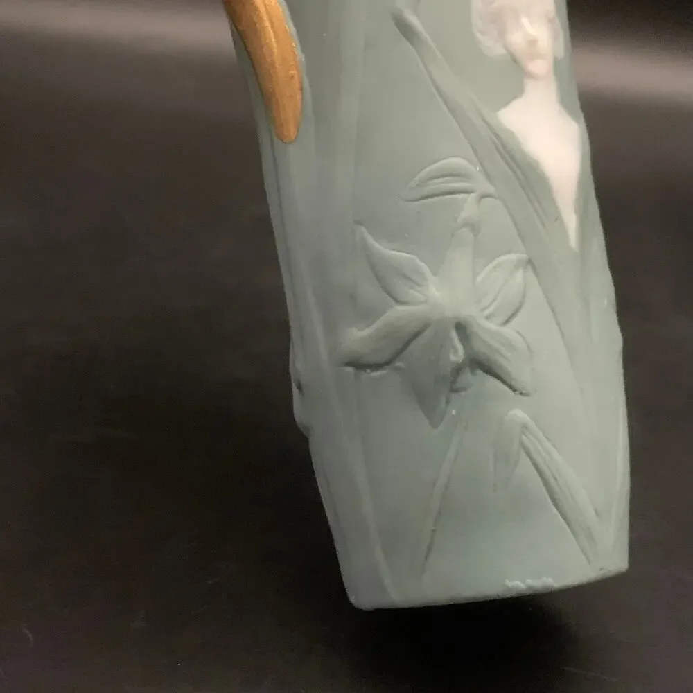 1910’s Schafer & Vater German Art Nouveau Jasperware Bisque Porcelain Bud Vase